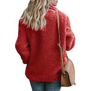 Dames Winter Warme Lange Fleece Mantel met Kunstpelz