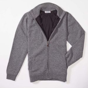 Osborne Knitwear Windstopper cardigan met rits - Dames - Lamswol - Grey Mix - Zwarte voering - XL