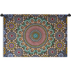 Wandkleed Marokkaanse mozaïek - Een bovenaanzicht van Marokkaans mozaïek Wandkleed katoen 150x100 cm - Wandtapijt met foto