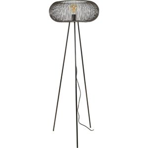 Design vloerlamp Copper Twists-s1 lichtss-szwart nikkels-s50x50x140 cms-swoonkamer / leeshoeks-smoderne uitstraling