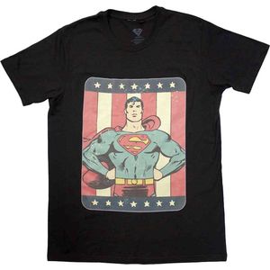 DC Comics Superman - Stripes Heren T-shirt - M - Zwart