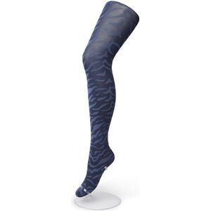 Bonnie Doon Dames Panty met Zebra Print 100 Denier maat S/M Blauw - Uitstekend Draagcomfort - Zebraprint - Dierenprint - Gladde Naden - Perfecte Pasvorm - Bering Sea - BP211902.131