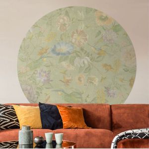 Behangcirkel 150cm Studio Wallz - Vintage bloemen patroon groen