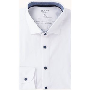 Olymp Body fit overhemd met print en stretch - Wit - Maat 45