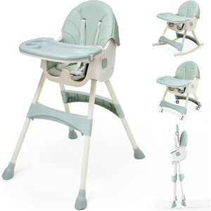 3-in-1 Kinderstoel met Wielen en Tray - Opvouwbaar en Verstelbaar - Kinderstoel met Rugleuning om te Liggen - Hoogte Verstelbare Rugleuning - Groeit van 0 Maanden tot 6 Jaar - Baby Stoel