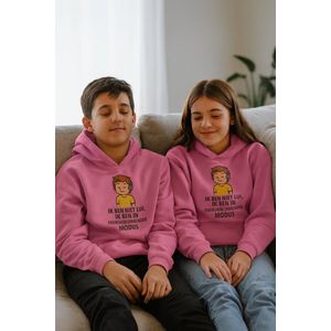 Kinder Hoodie “Ik ben niet lui” – Roze – Grappige Unisex Trui voor Jongens & Meisjes - 3-4 Jaar – Comfortabel & Humoristisch Cadeau