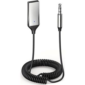 Qost - Bluetooth 5.0 Transmitter - Auto USB naar AUX Bluetooth Ontvanger - Audio Adapter naar 3.5mm Jack - Carkit - Spacegrey