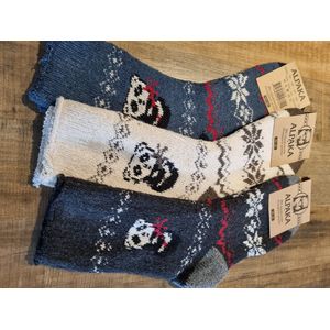 3 Paar - 100% Alpaca Wollen Sokken - Maat 39-42 - Wintersokken - Huissokken - Kerstsokken - Cadeau Artikel