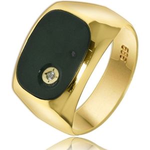 Juwelier Zwartevalk - 14 karaat gouden ring met een groene natuursteen 118797/20¼--