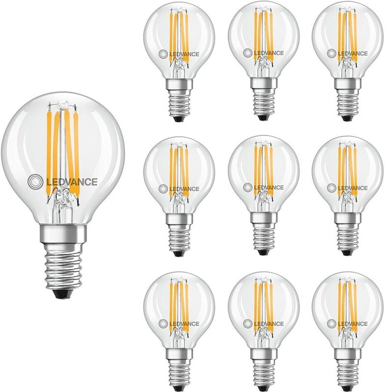 Ledvance - LED Filament Kogellamp E14 - 4W - 470lm - 2700K - Ø45mm - 10 stuks