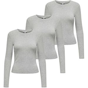 ONLY Lange mouw ONLRILEY O-NECK TOP 3P Set van 3
