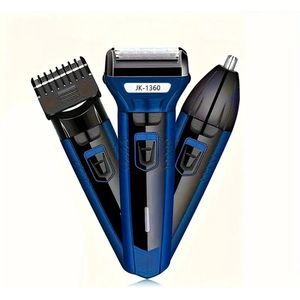 3in1 Scheerapparaat Set - Oplaadbare Trimmer met Body Shaver, Baard/Precisietrimmer en Neustrimmer- Voor de perfecte Lichaamshaar verzorging - Kleur: Blauw/Zwart