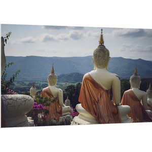 PVC Schuimplaat- Buddhas - Bloemen - Bergen - Bomen - 150x100 cm Foto op PVC Schuimplaat