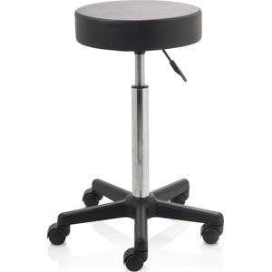 ZenGrowth ergonomische tabouret met hoge gasveer zwart - Kapperskruk op zachte wielen – Tabouret - In hoogte verstelbaar