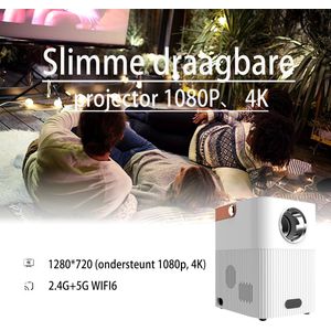 JIGUO S1 Mini Beamer - Draagbare Buiten Projector - Android 13.0 - Full HD Ondersteuning - WiFi 6 & Bluetooth 5.2 - Automatische Keystone