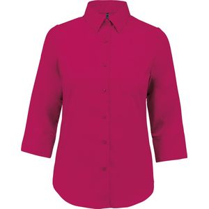 Kariban Overhemd in onderhoudsvriendelijk polykatoen-popeline 3/4-mouwen dames K558 - Fuchsia - 3XL