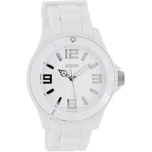 OOZOO Timepieces - Witte horloge met witte rubber band - C4172