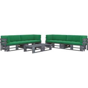 The Living Store Pallet Loungeset - Tuinmeubelset - 110x65x55 cm - Grenenhout - Inclusief kussens