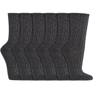 Wollen sokken | Biologisch | Plate naden | Kleur: Donkergrijs | Maat: Diverse maten | 6 paar