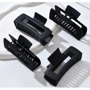 Haarklemmen - Haarclips - 4 Stuks - Haarklem - Haarklemmen Dames - Bananenklem - Haarspeld - Haarklauw - Haarklem 8.5 cm - Haarclip - Haarspelden Dames - Voor Vrouwen - zwart kleur