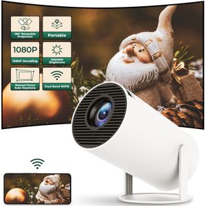 Mini-projector | HY300 Slimme 4K Beamer met Android TV | 5G WiFi Schermspiegeling | 360° Surround Sound | Geschikt voor iOS, Android, HDMI & USB | Voor Thuis- en Buitenbioscoop