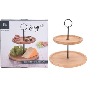 Excellent - Houseware - Etagère - 2-laags - rond - 16,5/21,5 - cm - bamboe
