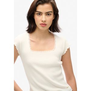 Superdry Essential Square Neck T-shirt Met Korte Mouwen Beige S-M Vrouw