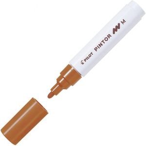 Pilot Pintor Bruine Verfstift - Medium marker met 1,4mm schrijfbreedte - Inkt op waterbasis - Dekt op elk oppervlak, zelfs de donkerste - Teken, kleur, versier, markeer, schrijf, kalligrafeer…