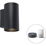 QAZQA sandy - Design LED Smart Wandlamp incl. wifi Up Down voor binnen - 2 lichts - D 105 mm - Zwart - Woonkamer | Slaapkamer | Keuken
