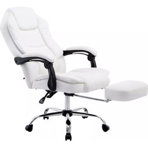 In And OutdoorMatch Premium Bureaustoel Emilie - Op wielen - Wit - Ergonomische bureaustoel - Voor volwassenen - Gamestoel Kunstleer - In hoogte verstelbaar