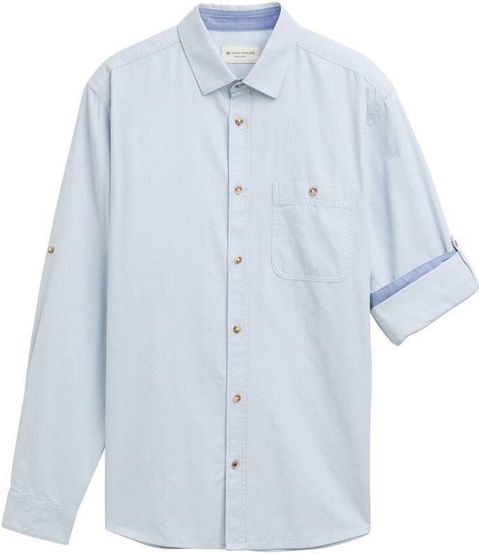 Tom Tailor - Regular Fit - Overhemd - Lichtgewicht Katoen - Verstelbare Mouwlengte