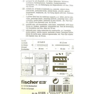 100x Fischer UV 5x30 pluggen + schroeven Universeel kunststof nylon