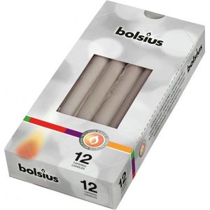 Bolsius Gotische kaarsen 12 stuks 245/24 kleur Grijs