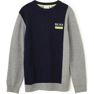 HUGO BOSS Fijngebreide trui met colour blocking - Blauw - Maat 152
