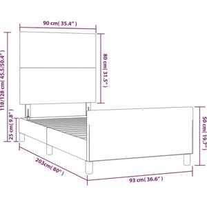 vidaXL - Bedframe - zonder - matras - 90x200 - cm - fluweel - lichtgrijs