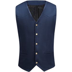 Allthemen Heren Effen Gilet met Metalen Knopen - Schuine Zoom - S