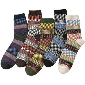 Warme Sokken - Huissokken - Set van 5 paar - Dames/Heren - Warme Winter Sokken set - Thuissokken - Verwarmde sokken - Dikke Sokken - Slofsokken - Vintage Winter Sokken - Fluffy Sokken - maat 40-46