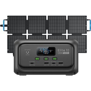 BLUETTI Elite 10 Mini Power Station 200W/128Wh Met 60W zonnepaneel- 10ms naadloze stroomvoorziening UPS-modus - 70 minuten snelladen - Smart App-bediening - voor reizen, kamperen, camperen, wandelen, noodgevallen