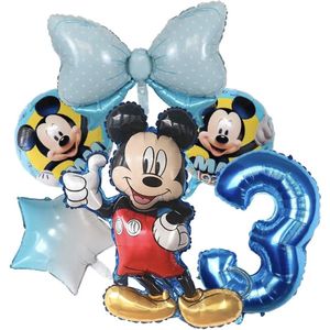 Mickey Mouse - Jomazo - Mickey Mouse folieballonnen met cijfer - Mickey Mouse verjaardag - Kinderverjaardag - Mickey Mouse 3 jaar- Mickey Mouse ballonnen - Mickey mouse ballon - Mickey Mouse ballonnen set - feest versiering - Disney kinderfeest