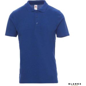 Payper Rome: Katoenen Piquet Polo Shirt Heren met Korte Mouwen en Parelmoer Knopen - Royal Blauw - 4XL