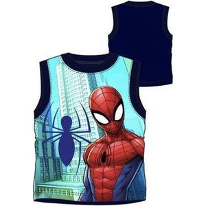 Marvel Spiderman mouwloos  t-shirt -  blauw - maat 98/104 (4 jaar)