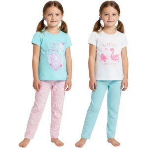 SET - 2 stuks, KATOENEN pyjama voor meisjes met lange broek, 100% KATOEN