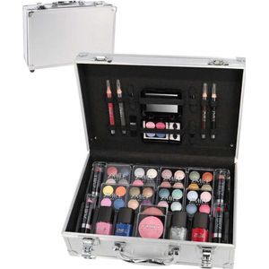 Make Up Koffer - Zilver - 51-Delig - Gevuld - Cosmetica Koffer - Beautycase