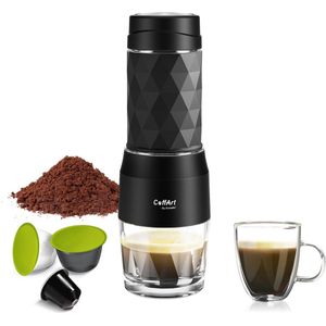 Draagbare Koffiemachine - Espressomachine - Voor Nespresso, Dolce Gusto Cups en Filterkoffie - 20 Bar - Handpers - Voor Op reis/Camping - Zwart