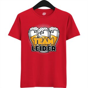 Team Leider | Vrijgezellenfeest Cadeau Man - Groom To Be Bachelor Party - Grappig Bruiloft En Bruidegom Bier Shirt - T-Shirt - Unisex - Rood - Maat L