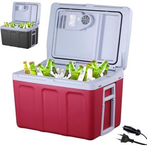 Elektrische Koelbox - 40 Liter Koelbox Elektrisch 12V 230 Volt - Koelbox Auto - Coolbox Met Verwarmingsfunctie en Lichtgewicht - Koelt & Verwarmt – Mini Koelkast – Rood