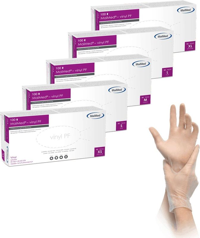 Maimed Vinyl PF - S - handschoenen - 100 stuks - Transparant