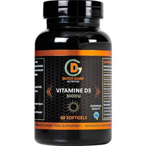 Dutch Giant Nutrition - Vitamine D3 - 3000IU - 60 Softgel (2 Maanden)