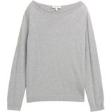 Tom Tailor - Gebreide Trui - Medium Silver Grey Melange - Met Boothals