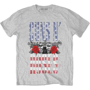 Guns N' Roses - US Flag In Logo Heren T-shirt - L - Grijs